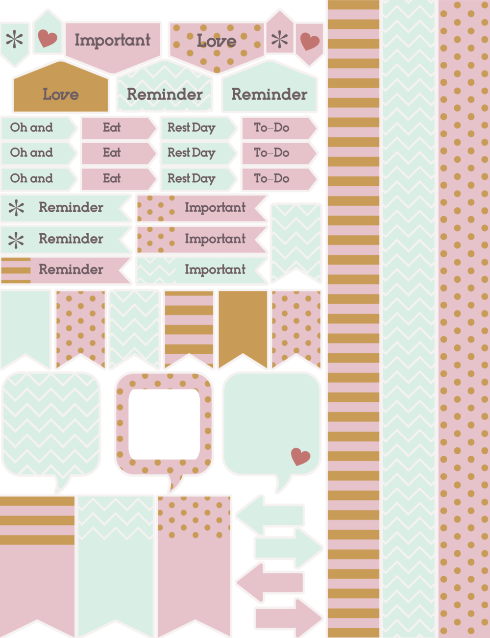Pink+Gold Planner Sticker Kit